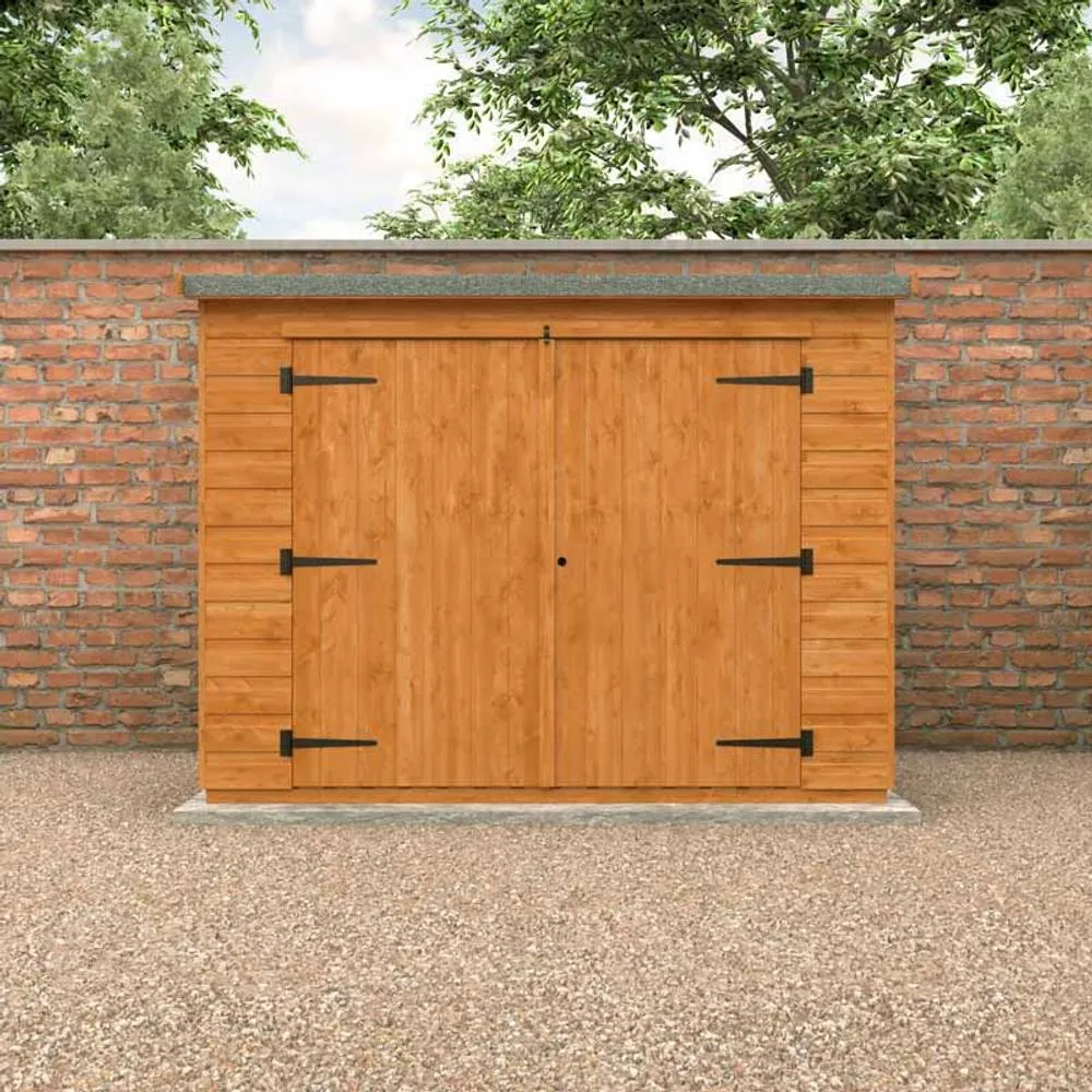 Buttercup Farm 7 x 3 Feet Pent Compact 12mm Shed - Solid Wood/Softwood/Pine in Burnt Orange 4