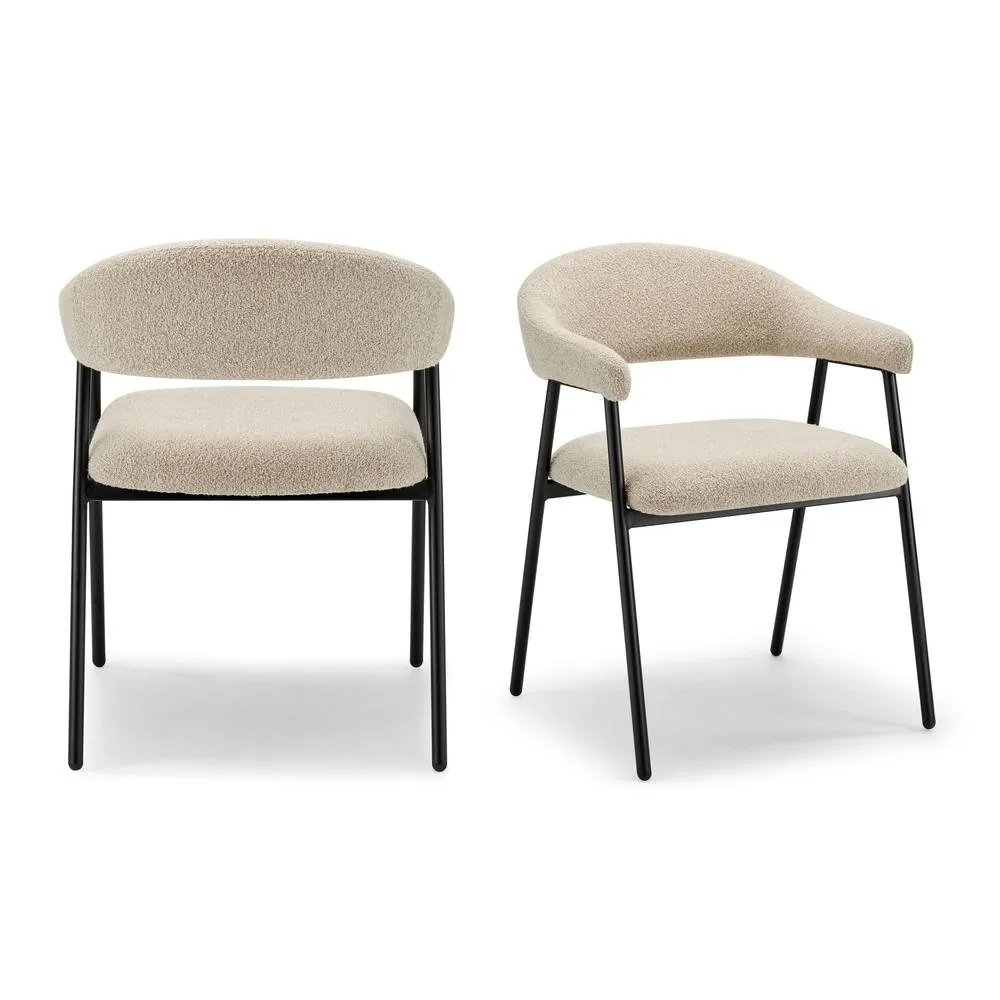 FurnitureboxUK 2x Delos Beige Fabric Dining Chairs 6