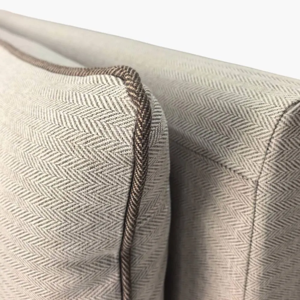 FurnitureboxUK Tilly Beige & Brown Herringbone Fabric Ottoman Bed Frame 2