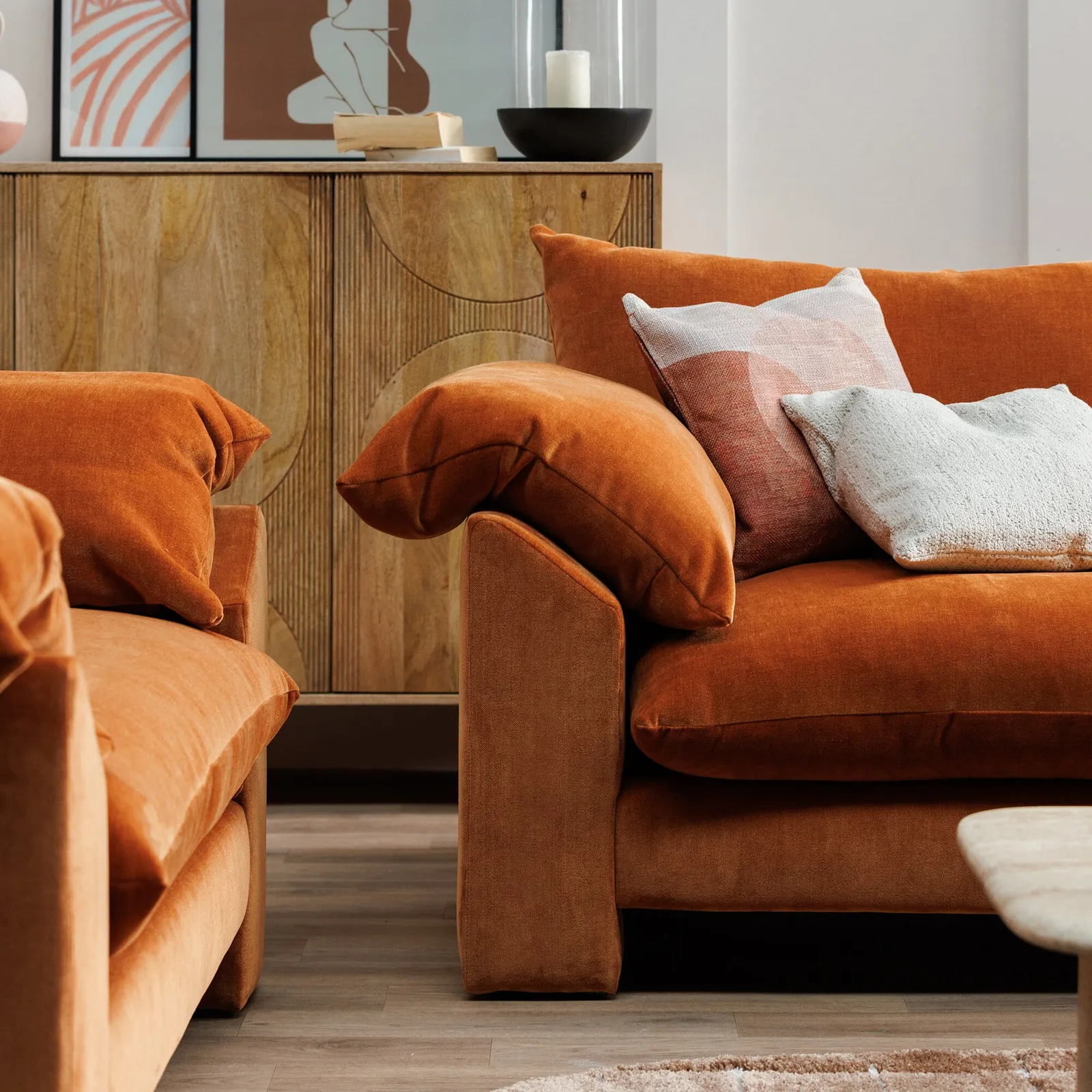 Hoxton Extra Large Sofa, Orange Fabric | Barker & Stonehouse 3