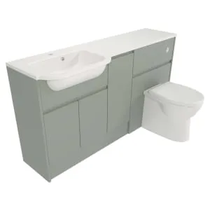 Deccado Clifton Willow Green Fitted Vanity & Toilet Pan Unit Combination with LH Basin - 1500mm