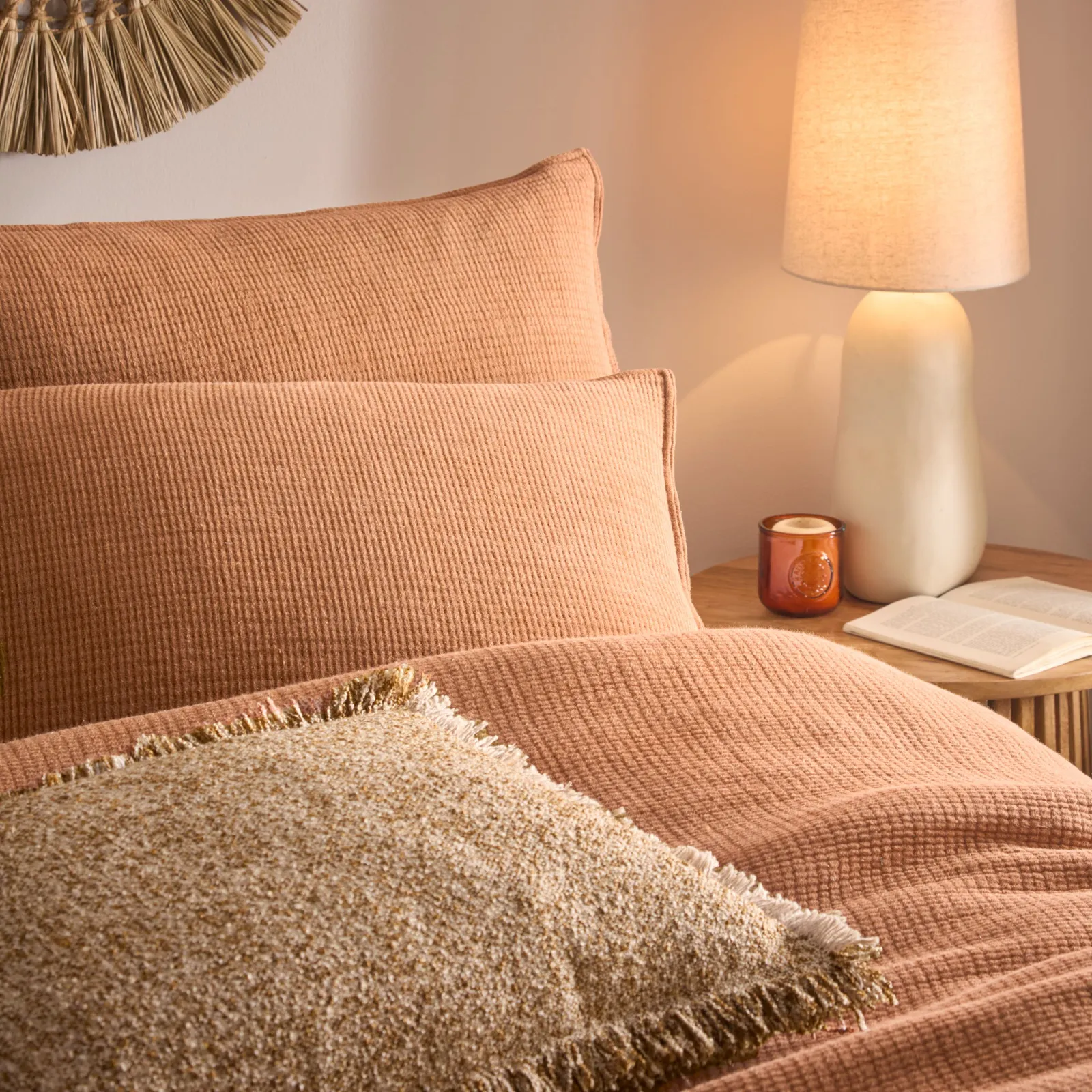 Yard Ribble Acid Washed 100% Cotton Duvet Cover Set in Burnt Orange 2