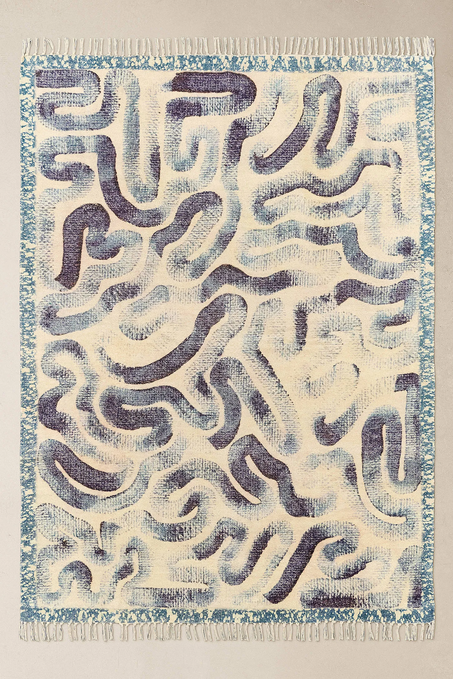 Blue Abstract Wave 5x7ft / 150x210cm Rug - Blue 2