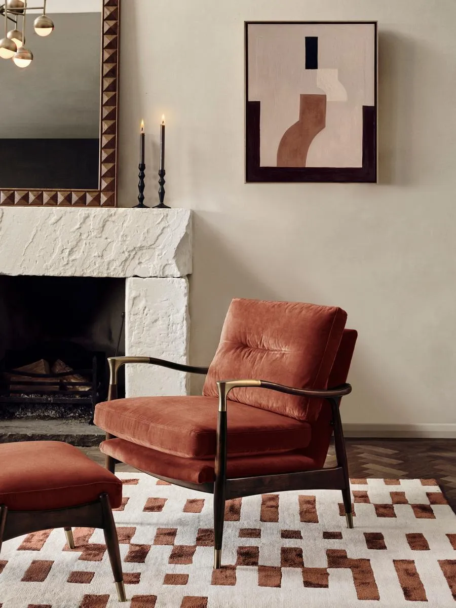 Theodore Armchair, Velvet, Rust