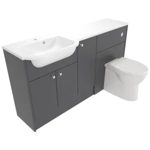Deccado Benham Charcoal Grey Left Hand 1500mm Fitted Vanity & Toilet Pan Unit Combination with Left Hand Basin 2