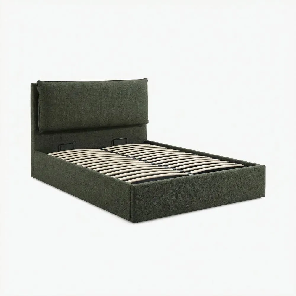 FurnitureboxUK Tilly Green Fabric Ottoman Double Bed Frame 5