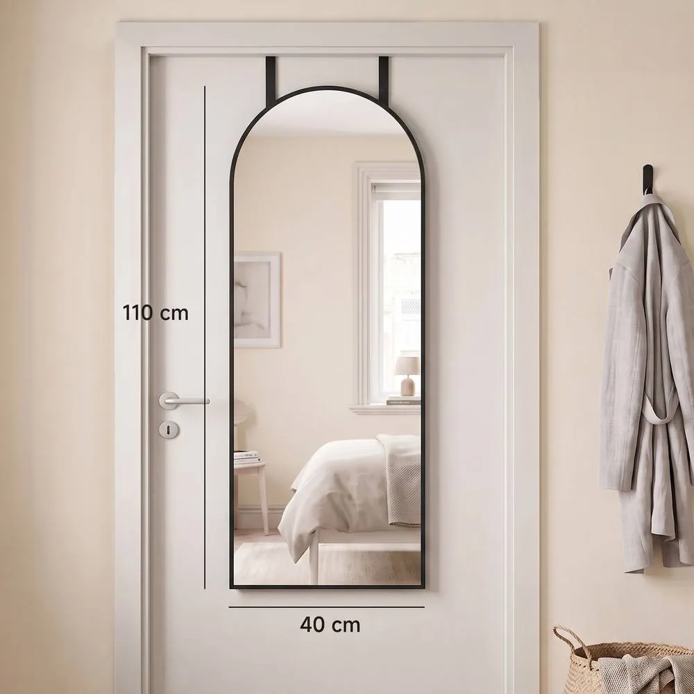 HOMCOM 40 x 110 cm Full Length Hanging Mirror, Arched Mirror, Black 3