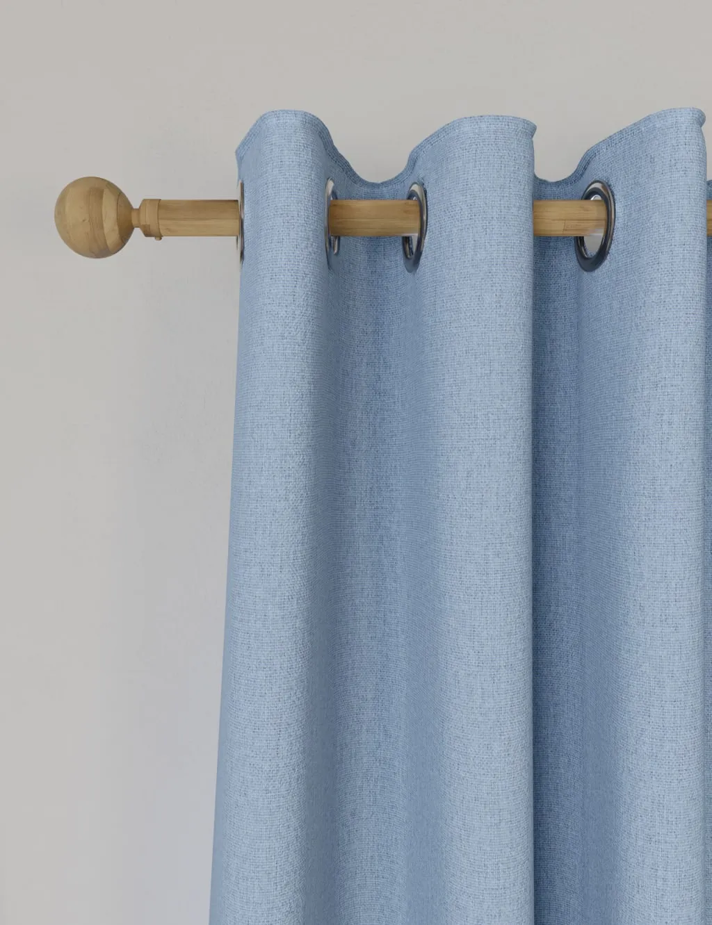 M&S Brushed Eyelet Blackout Thermal Curtains Mid Blue