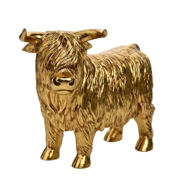 Hestia Gold Highland Cow Ornament 2