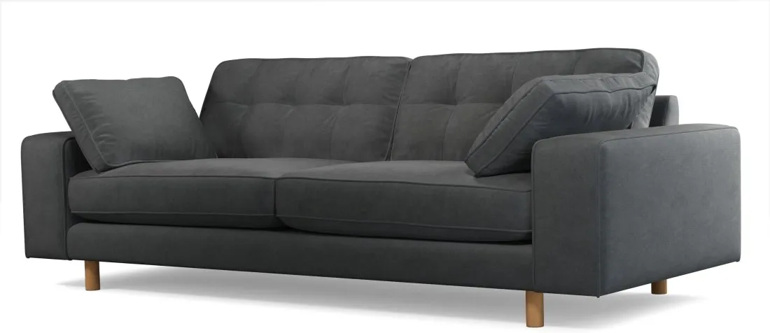 Content by Terence Conran Tobias, 3 Seater Sofa, Plush Shadow Grey Velvet, Light Wood Leg