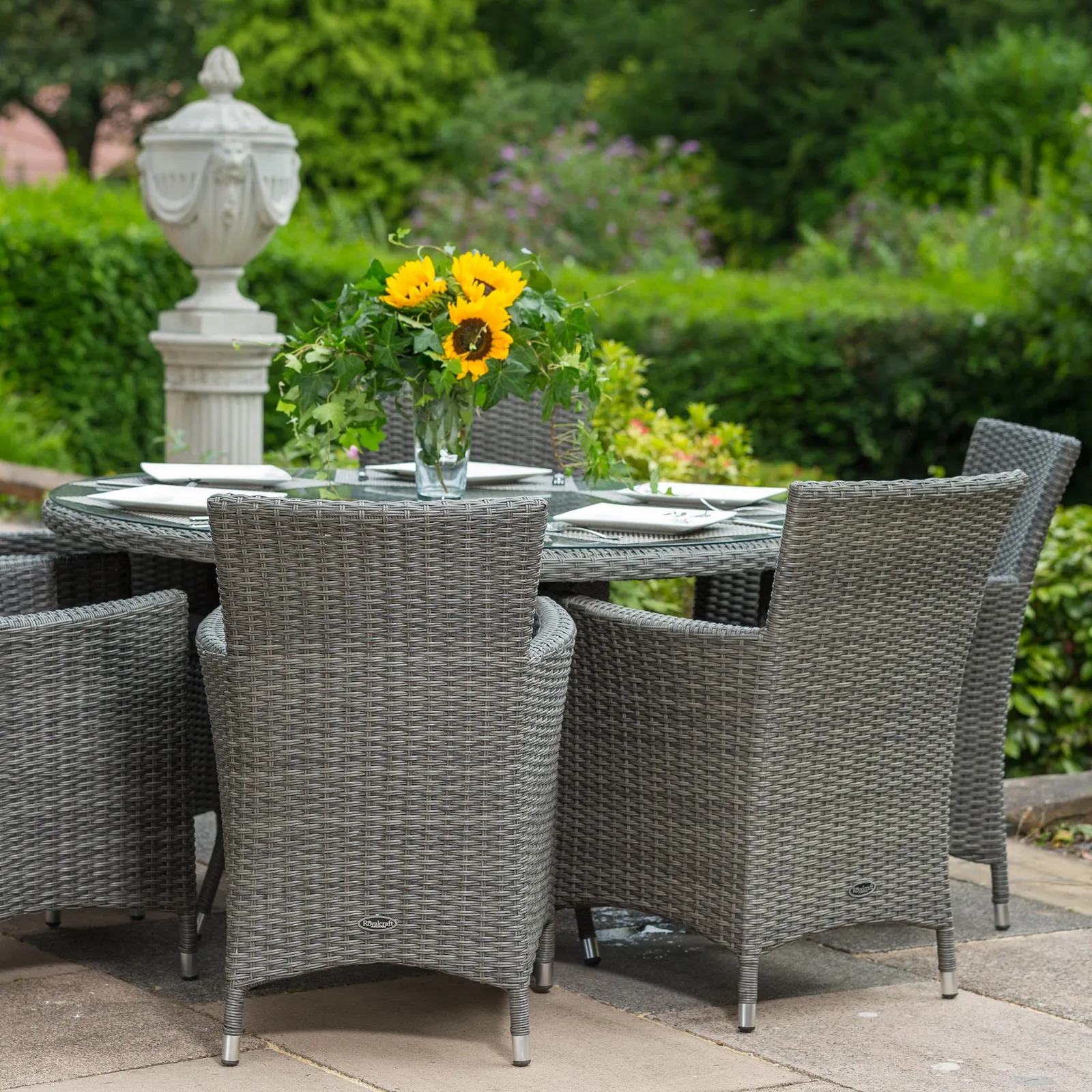 Paris 6 Seater Round Dining Set Grey