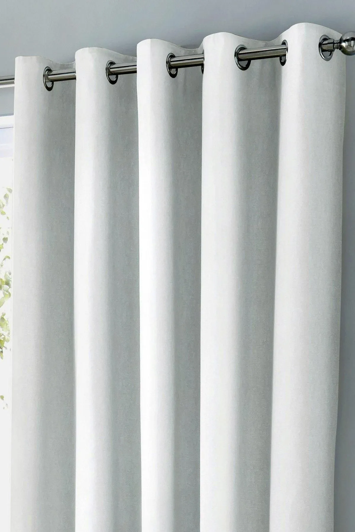 Fusion 'Sorbonne' 100% Cotton Light Filtering Plain Dyed Eyelet Curtains in White 2
