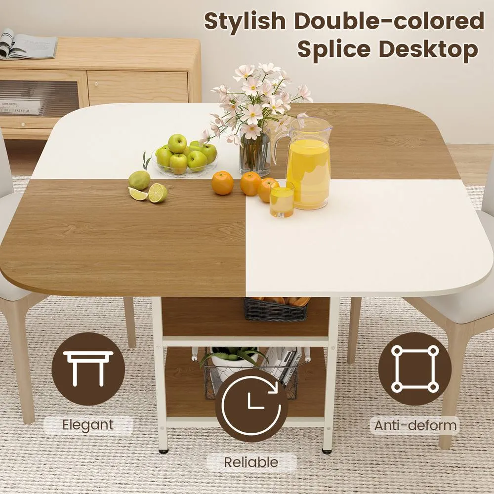 Costway 120 cm Modern Dining Table with Mix-colored Tabletop in Khaki 3