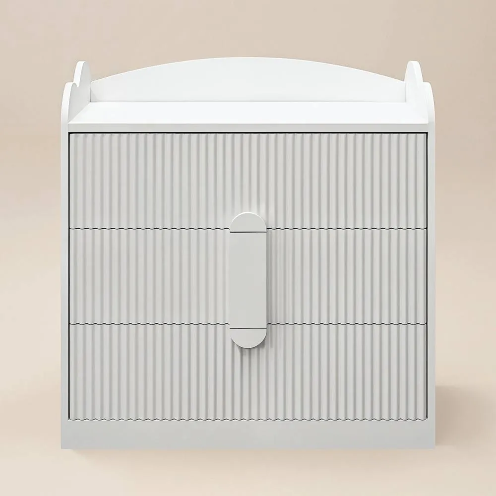 Flair Calista Ribbed Chest of 3 Drawers in White 4