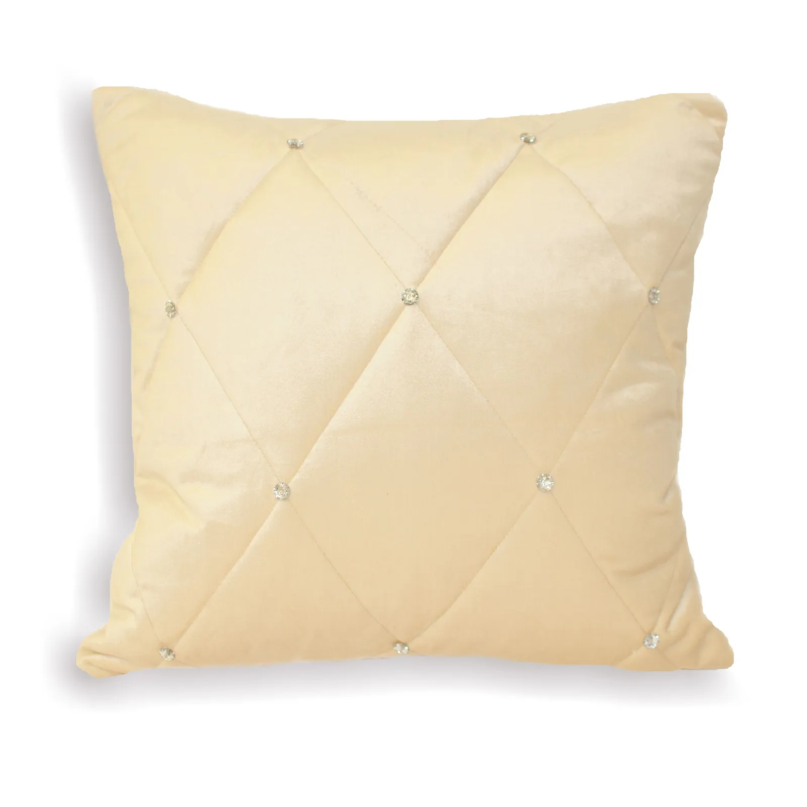 Paoletti New Diamante Quilted Cushion in Cream 2