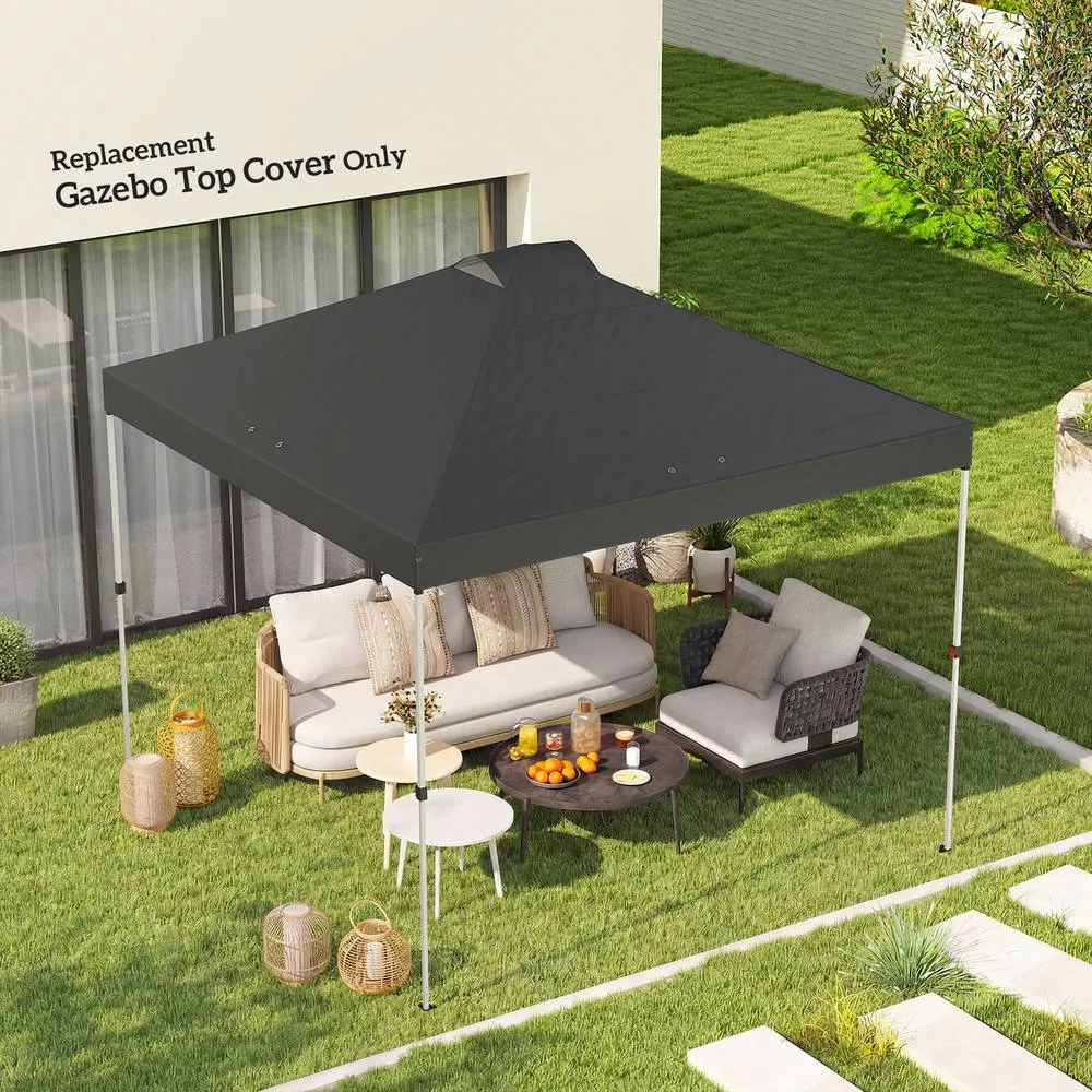 OUTSUNNY Gazebo Roof Replacement UV50+ Waterproof 3x3(m) Dark Grey 2