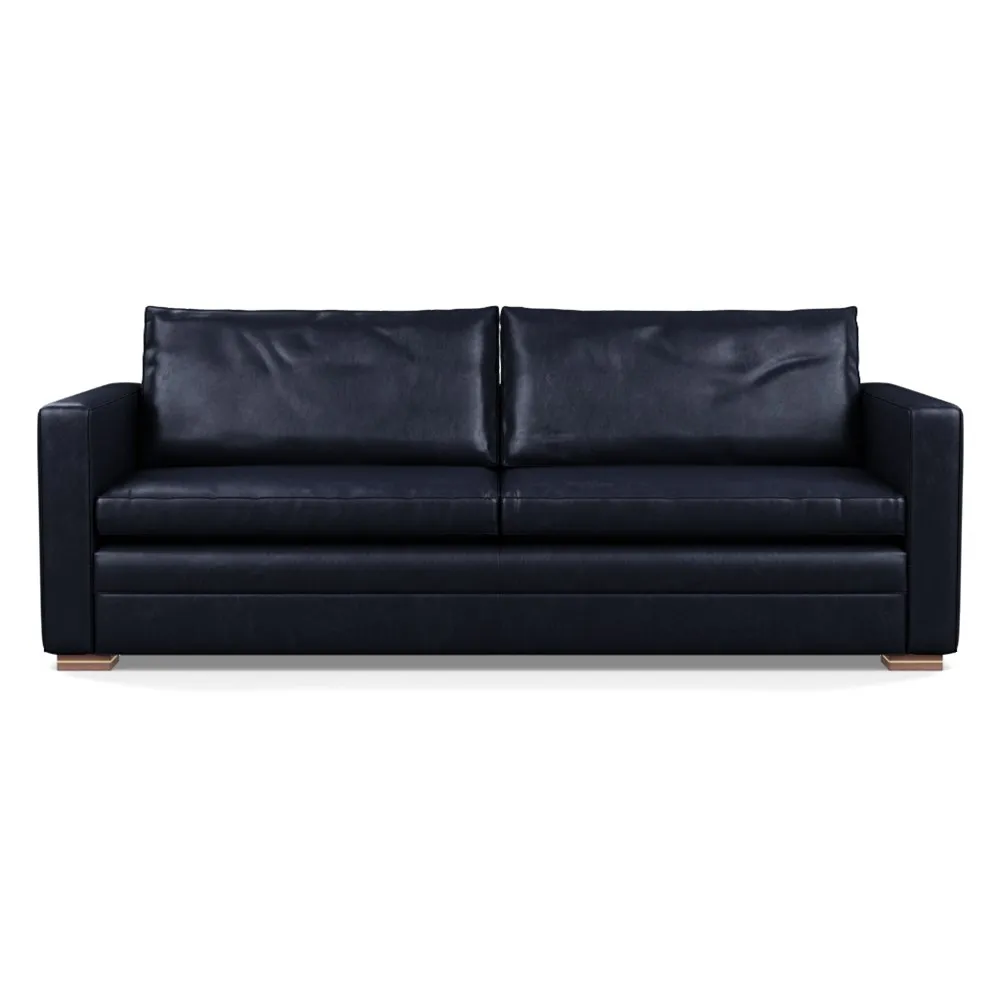 Heal's Palermo 4 Seater Sofa Stonewash Leather Black 263 Brass and Walnut Feet 1
