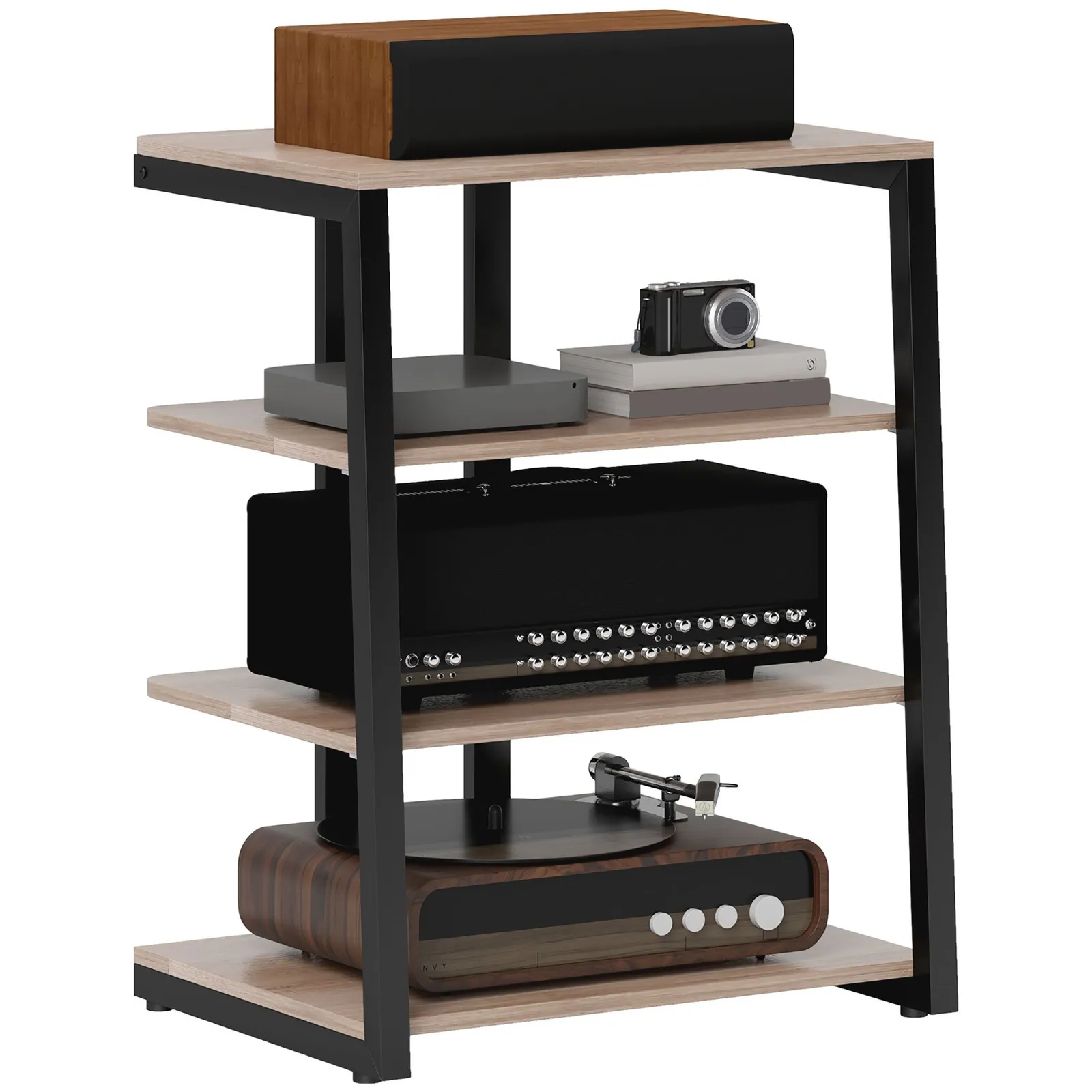 HOMCOM Corner TV Unit for 28" TVs with Shelves, Extension Lead Holder in Grey 2