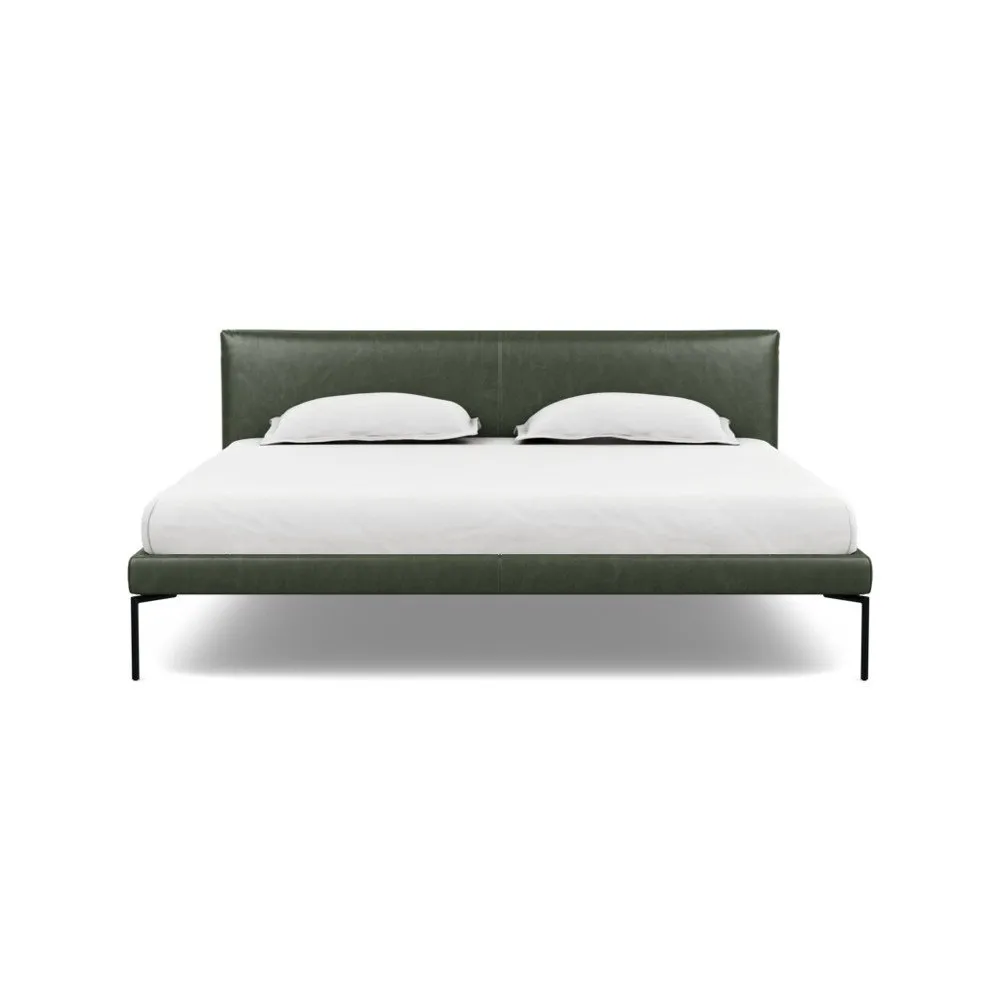 Heal's Matera Bedstead Super King Leather Stonewash Vintage Green 278 1
