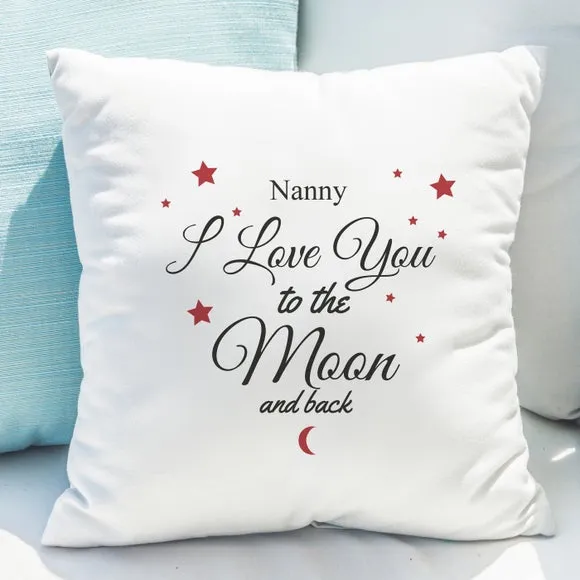 Personalised To The Moon & Back White Cushion 3