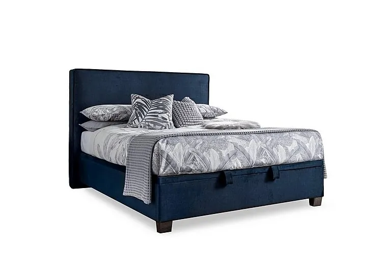 Malt End Lift Ottoman Bed Frame - King Size - Blue Velvet