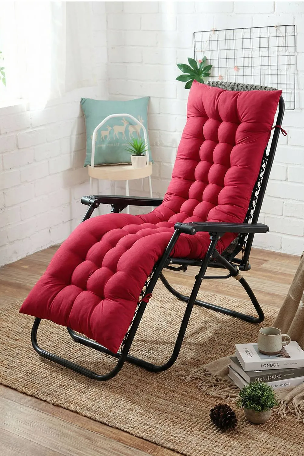 Living and Home Comfortable Lounge Cushion, 48cm W x 170cm D x 8cm H in Red