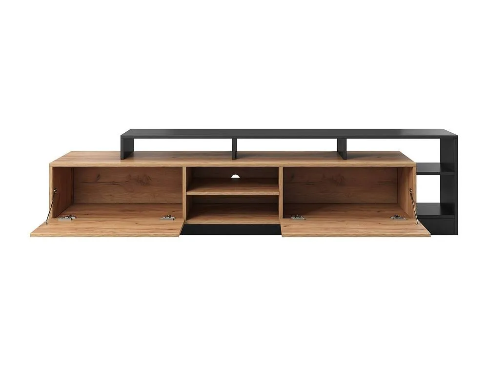 Vente-unique 2 - Door TV Unit With 6 Shelves & Leds - Light Naturalcolour and in Grey 6