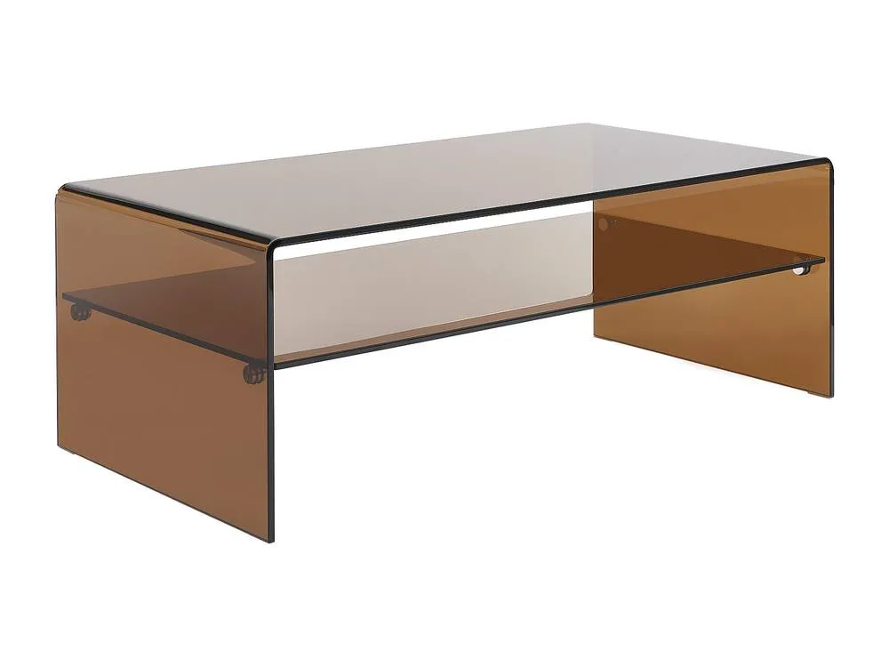 Vente-unique Double Shelf Tempered Glass Coffee Table - Brown - STILEOS 5