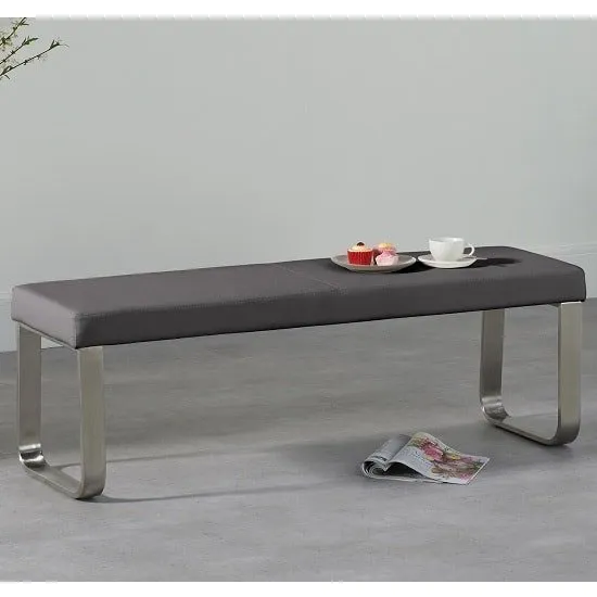Washington Medium Faux Leather Dining Bench In Grey