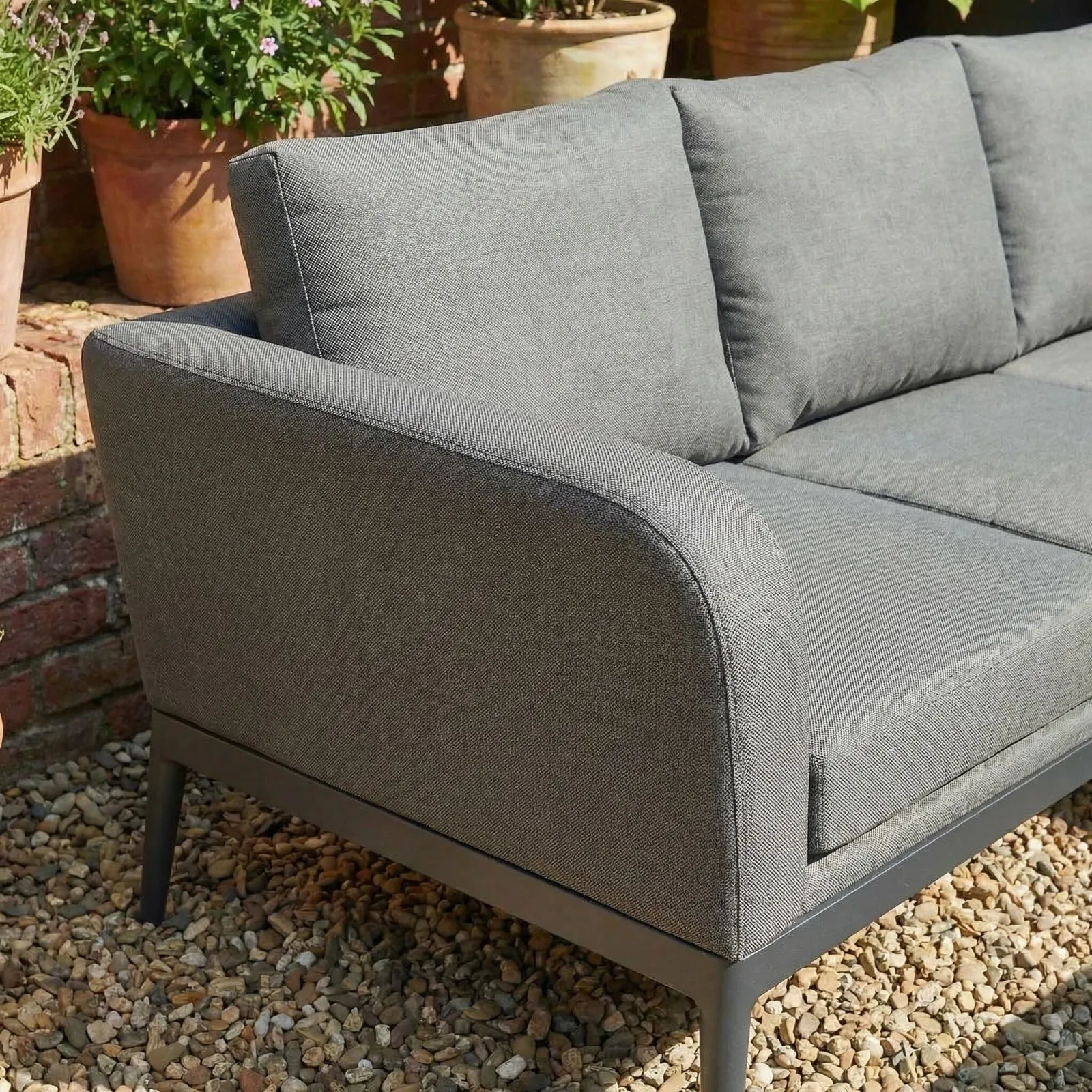 Canzo Corner Sofa Set, With Rising Table, Aluminium, Grey | Barker & Stonehouse 5