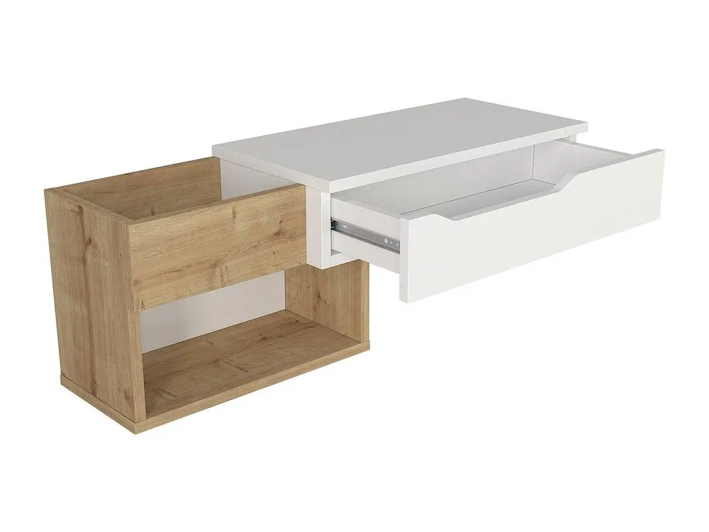 Vente-unique Wall-Mounted Console Table With 1 Drawer & 2 Niches - Natural and in Light Oak 6