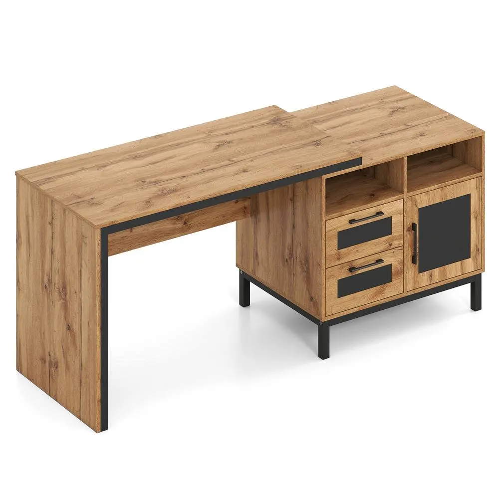 Costway 181cm Executive Desk Wooden Computer Table Workstation w/ Drawers in Natural 5