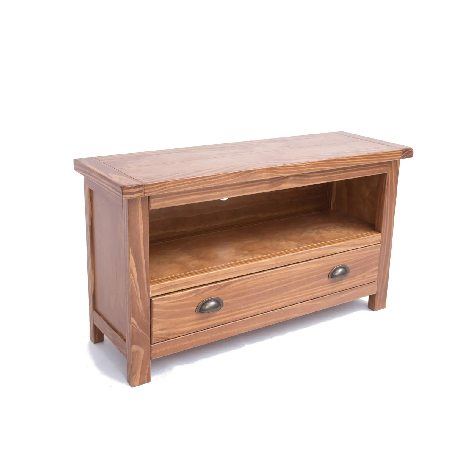 Cabinet Bits Padua Lacquered 1 Drawer TV Cabinet Brass Cup Handle in Brown 3