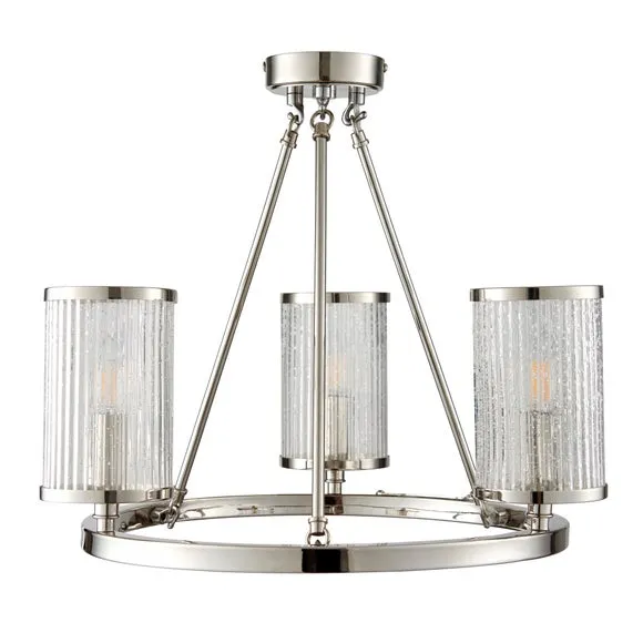 Vogue Easton Ribbed Glass Semi Flush Ceiling Light 2