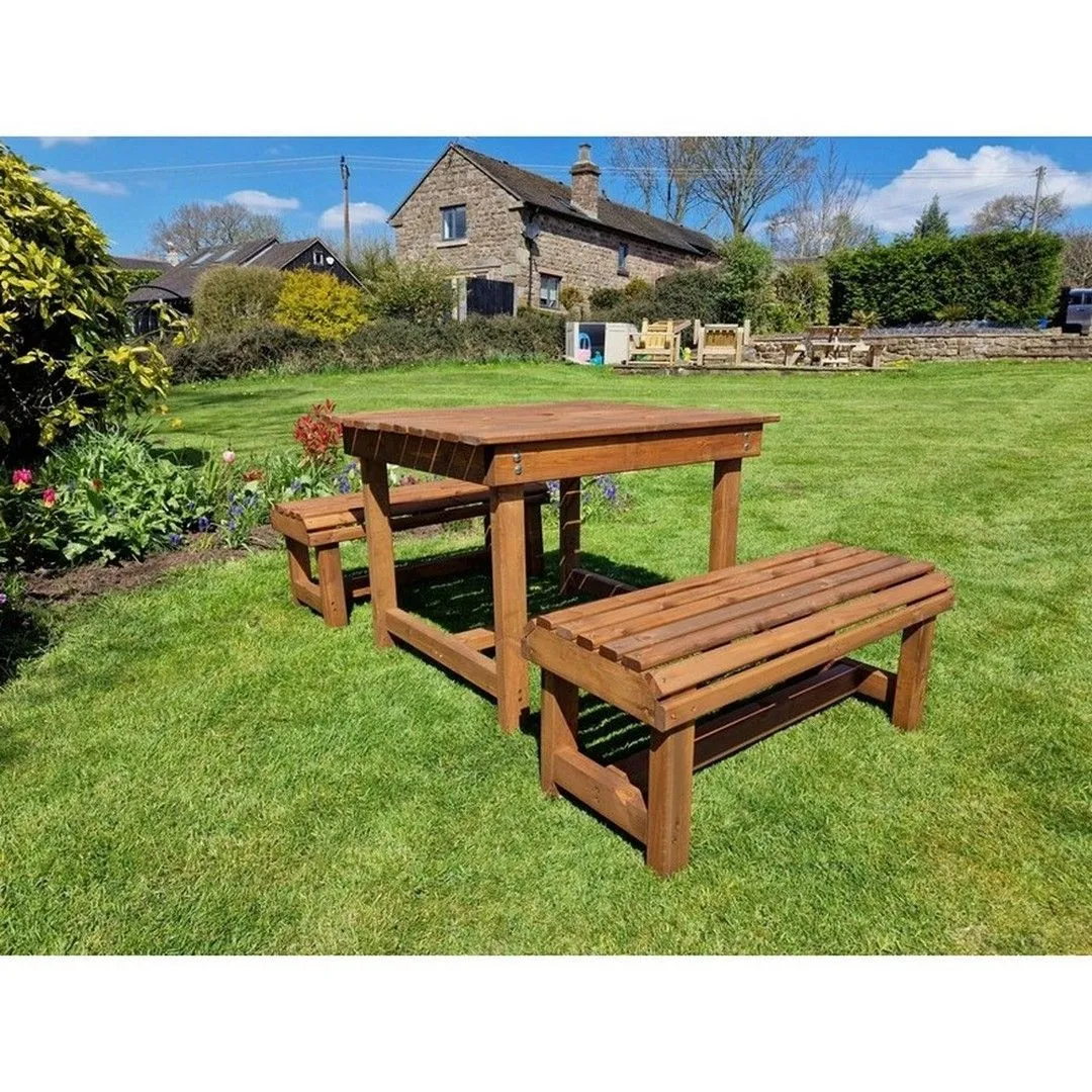 Churnet Valley Garden Furniture Ltd Contemporary 4 Seater Table & Bench Set - Timber - Fully Assembled in Brown 2