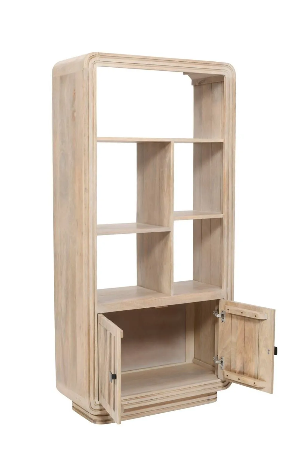 IH Design Baffins Mango Wood Carved Bookcase 165cm in Light Brown 4