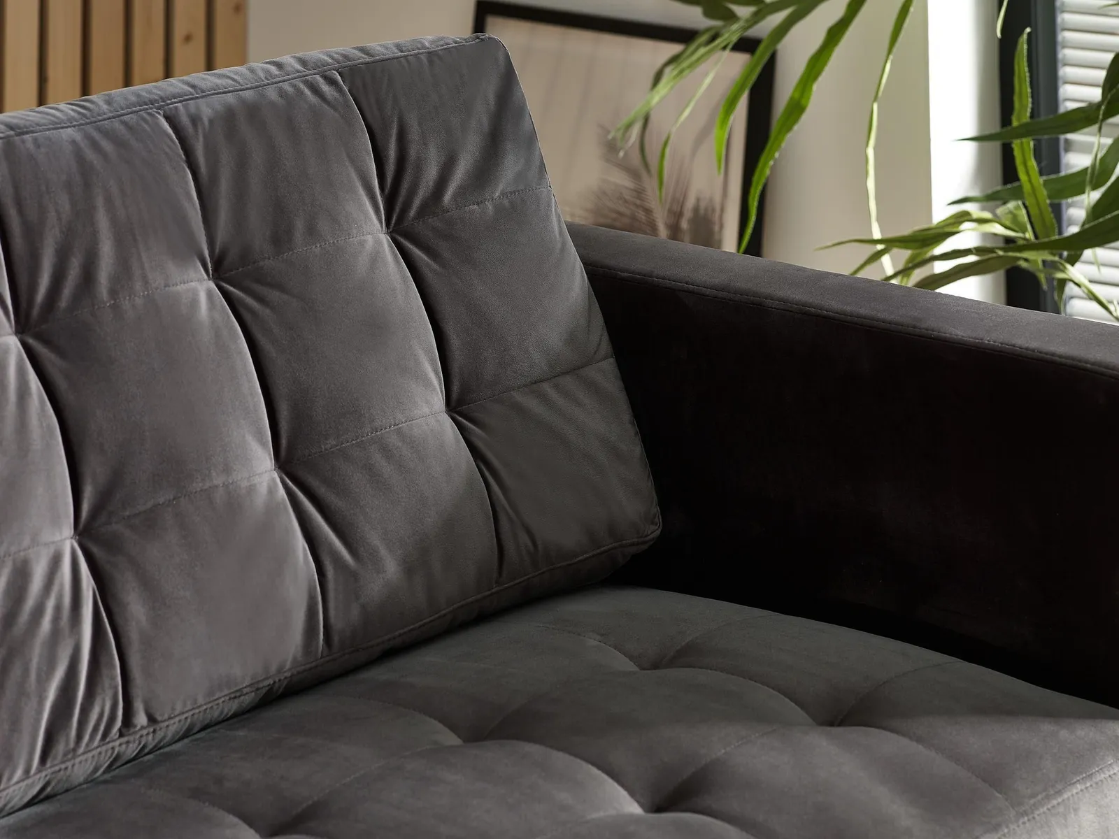 FurnitureboxUK Jade 3-Seater Soft Touch Velvet Sofa With Solid Wood Frame in Dark Grey 4