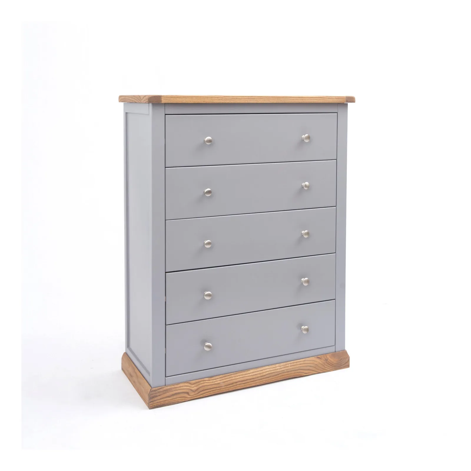 Cabinet Bits Biccari 5 Drawer Chest of Drawers Chrome Knob in Grey 2
