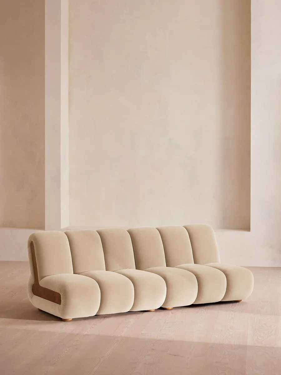 Noelle Modular Sofa, Four Seater, Velvet, Porcelain