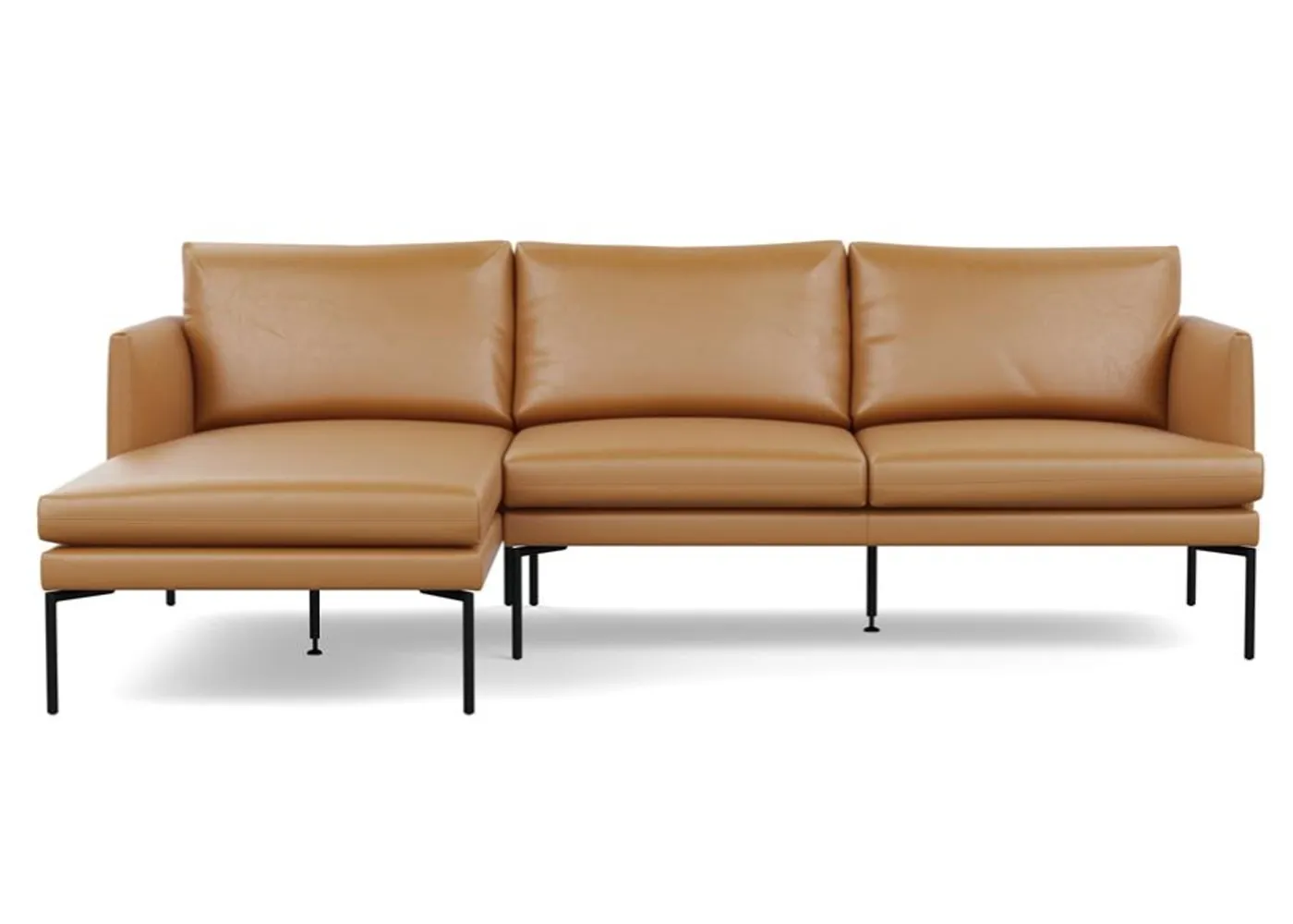 Heal's Matera Right Hand Facing Chaise Sofa Daino Leather Parchment Black Feet 1