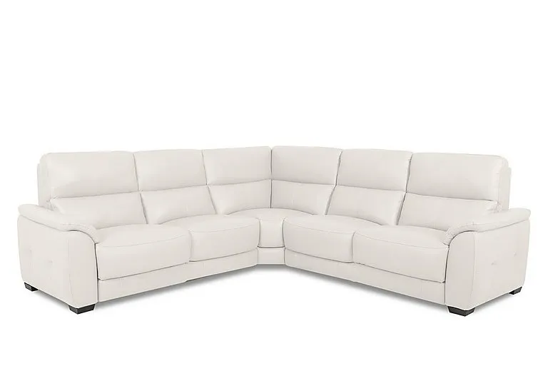 Saffron Large Leather Corner Sofa - BV Star White