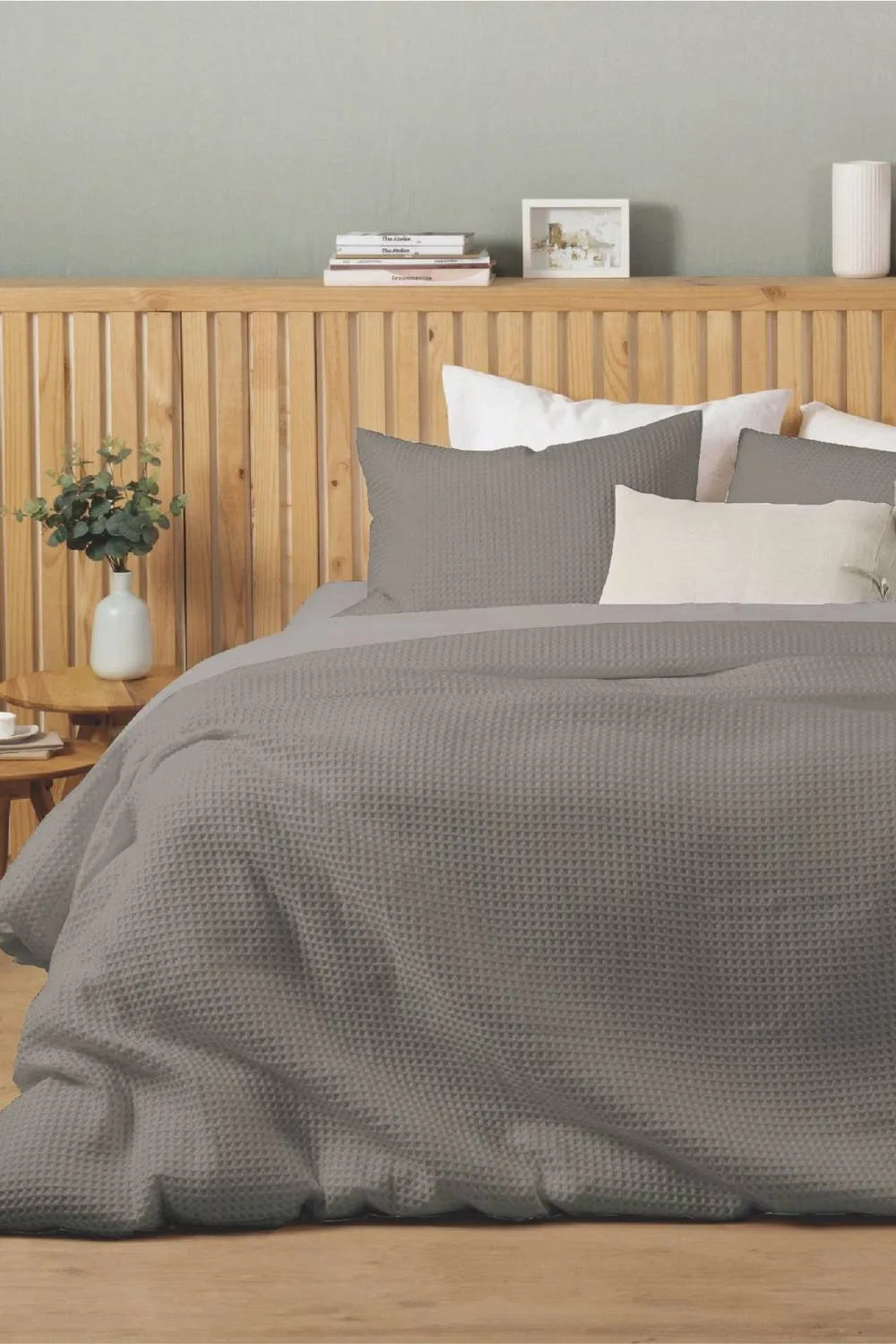 Ezysleep Honeycomb Waffle Duvet Cover Set in Grey 1
