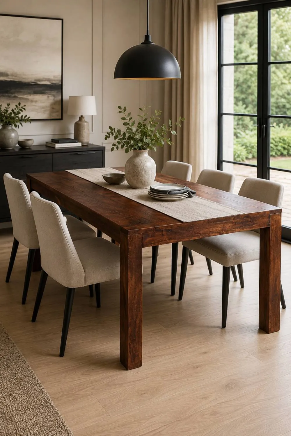 IH Design Southborough Dark Mango Large Dining Table 6ft 180cm seats 6 in Brown