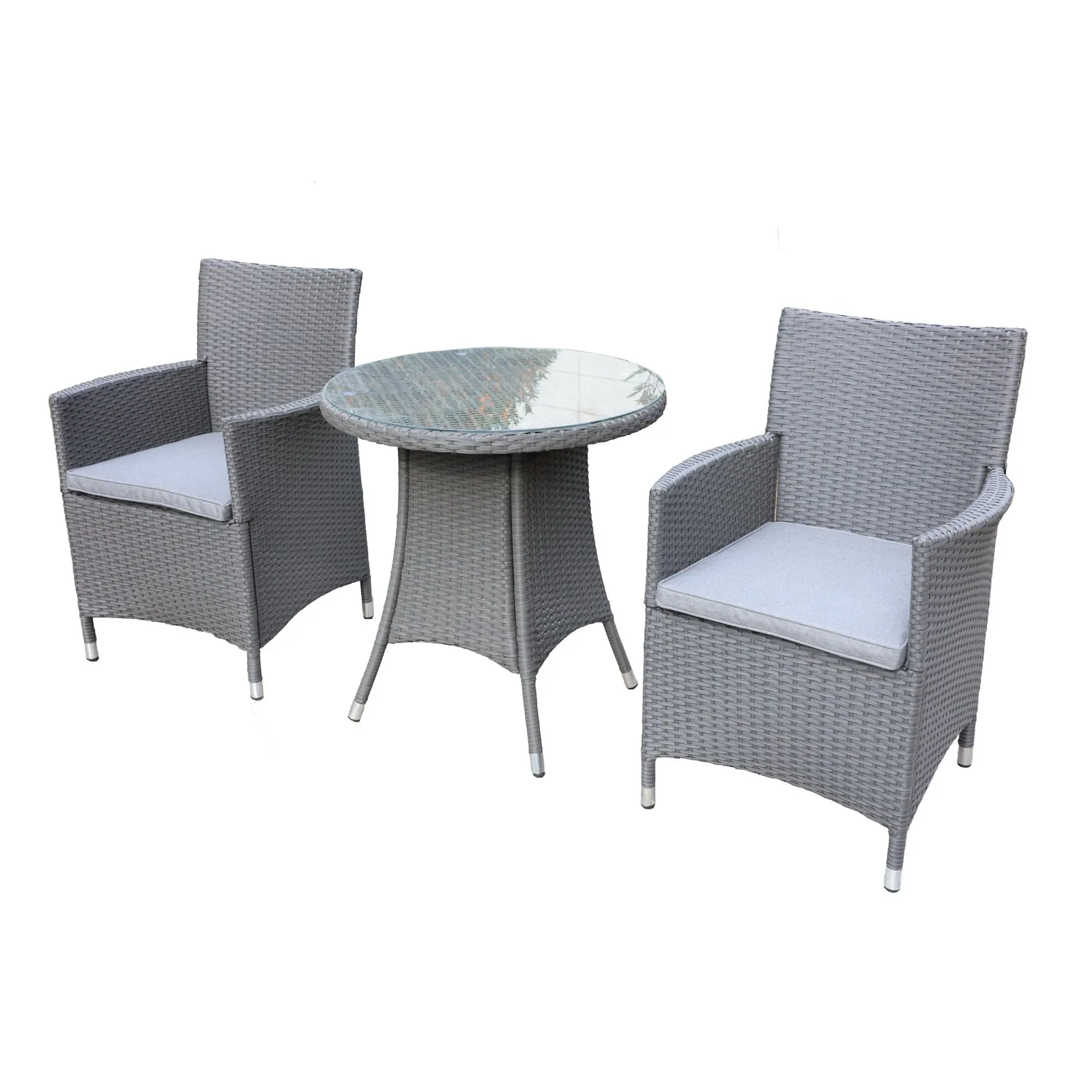 Cannes 2 Seater Ebony Grey Bistro Set Grey