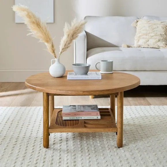 Khari Round Coffee Table, Midtone Mango Wood