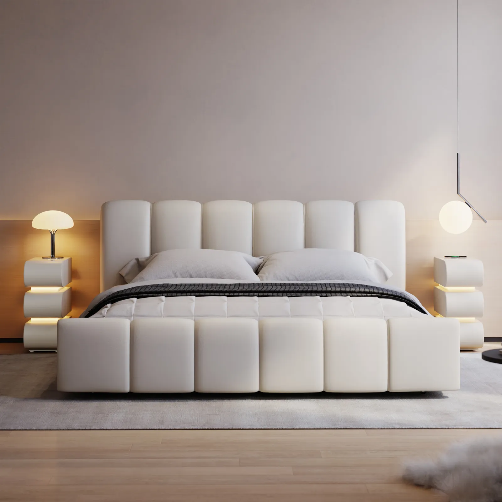 Humply Queen Faux Leather Storage Bed with Drawers