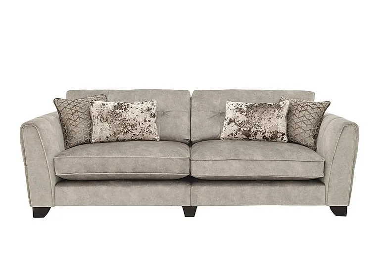Mariah 4 Seater Fabric Classic Back Split Frame Sofa with Brass Insert - Dapple Cream with Brass Insert