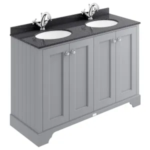 Bayswater Victrion Plummett Grey Traditional Freestanding Vanity Unit & Black Marble Top Basin - 1200mm