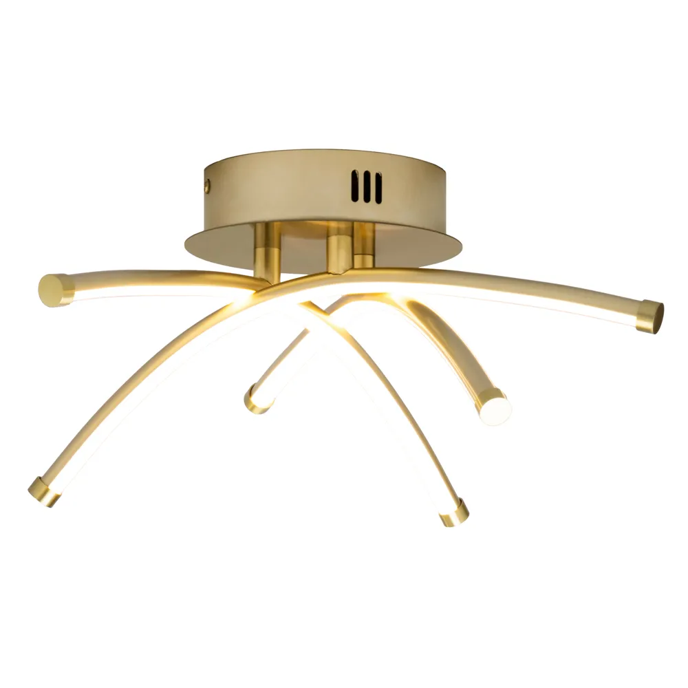Aalto Cross Arms LED Flush Ceiling Light, Satin Brass