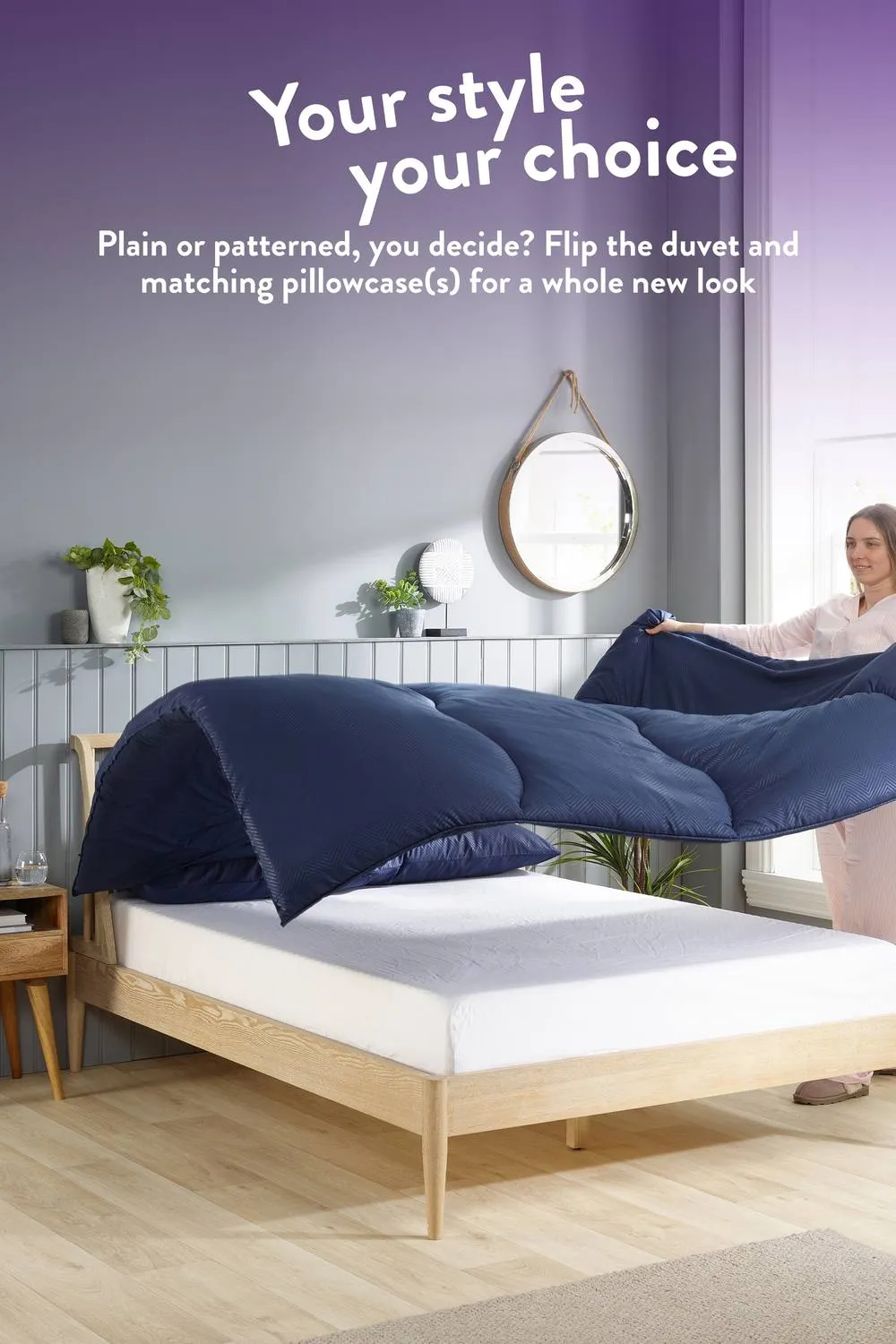 Snuggledown Coverless Embossed Herringbone 10.5 Tog Duvet, Navy 3